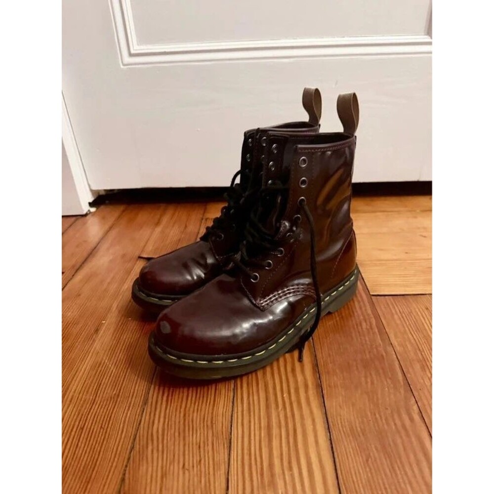 Dr. Martens 1460 Vegan Cherry Red 8-Eye Combat Boots